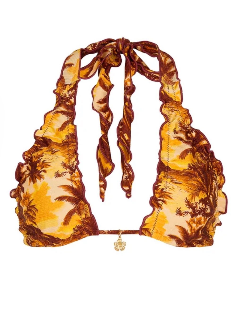 Kulani Kinis Yellow and Brown Halter Bikini Top